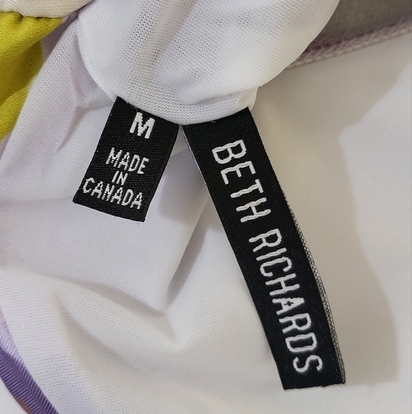 Beth Richards Swim Bottom Womens M Delrey‎ Floral 70s Ruched Side High Waisted - Picture 6 of 10